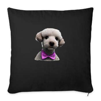 Caniche avec nœud papillon Propriétaire du chien Caniche chiot Chiot - Housse de coussin décorative 45 x 45 cm - noir - Devant