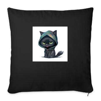 Kleine süße schwarze Katze. - Sofakissenbezug 45 x 45 cm - Schwarz - Vorne