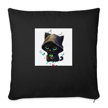 Kleine süße schwarze Katze. - Sofakissenbezug 45 x 45 cm - Schwarz - Vorne