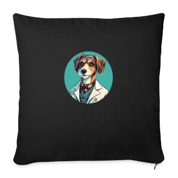Doctor dog in action - Sofa pillowcase 17,3'' x 17,3'' (45 x 45 cm) - black - Front