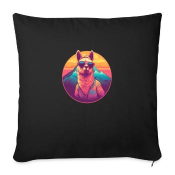 Alpaca with sunglasses - Alpacatude Tea - Sofa pillowcase 17,3'' x 17,3'' (45 x 45 cm) - black - Front