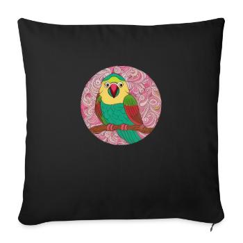 beautiful bright parrot | - Sofa pillowcase 17,3'' x 17,3'' (45 x 45 cm) - black - Front