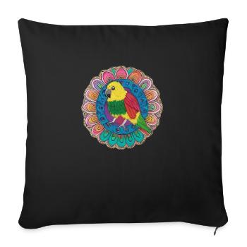 beautiful bright parrot | - Sofa pillowcase 17,3'' x 17,3'' (45 x 45 cm) - black - Front
