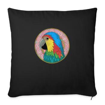beautiful bright parrot | - Sofa pillowcase 17,3'' x 17,3'' (45 x 45 cm) - black - Front