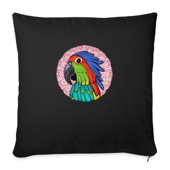 beautiful bright parrot | - Sofa pillowcase 17,3'' x 17,3'' (45 x 45 cm) - black - Front