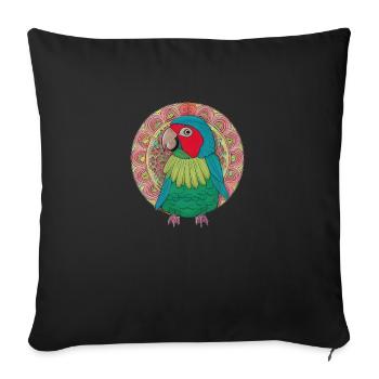 beautiful bright parrot | - Sofa pillowcase 17,3'' x 17,3'' (45 x 45 cm) - black - Front