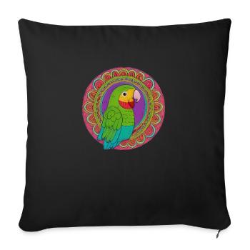 beautiful bright parrot | - Sofa pillowcase 17,3'' x 17,3'' (45 x 45 cm) - black - Front