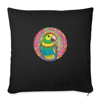 beautiful bright parrot | - Sofa pillowcase 17,3'' x 17,3'' (45 x 45 cm) - black - Front