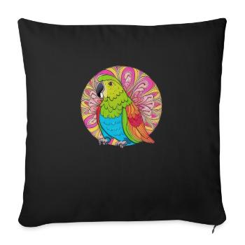 beautiful bright parrot | - Sofa pillowcase 17,3'' x 17,3'' (45 x 45 cm) - black - Front