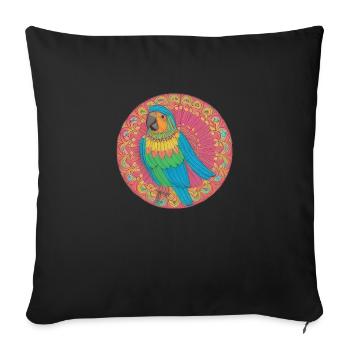 beautiful bright parrot | - Sofa pillowcase 17,3'' x 17,3'' (45 x 45 cm) - black - Front
