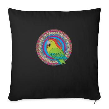 beautiful bright parrot | - Sofa pillowcase 17,3'' x 17,3'' (45 x 45 cm) - black - Front