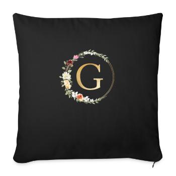 Customizable Monogram G Floral - Sofa pillowcase 17,3'' x 17,3'' (45 x 45 cm) - black - Front