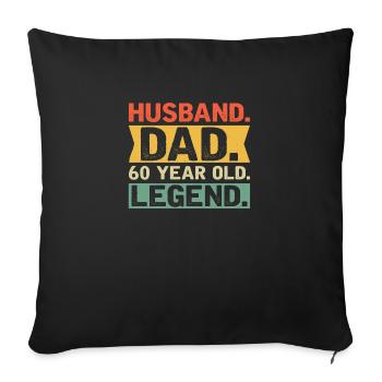 Mari. Papa. 60 ans. Pose. - Housse de coussin décorative 45 x 45 cm - noir - Devant