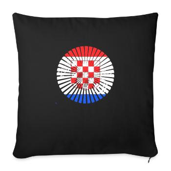 Drapeau national croate emblème Croatie Hrvatska hrv - Housse de coussin décorative 45 x 45 cm - noir - Devant