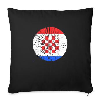 Drapeau national croate emblème Croatie Hrvatska hrv - Housse de coussin décorative 45 x 45 cm - noir - Devant