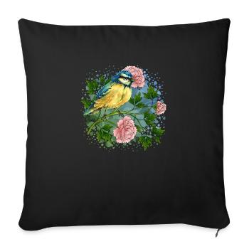 Colorful bird - Sofa pillowcase 17,3'' x 17,3'' (45 x 45 cm) - black - Front
