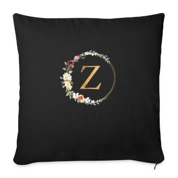 Customizable Monogram Z Floral - Sofa pillowcase 17,3'' x 17,3'' (45 x 45 cm) - black - Front