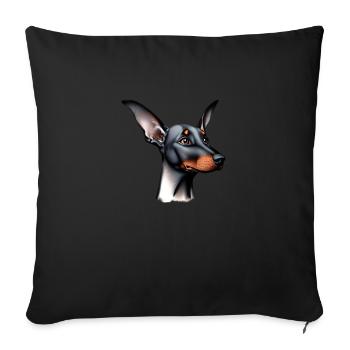 Doberman Doberman chiot chien Doberman dresseur - Housse de coussin décorative 45 x 45 cm - noir - Devant