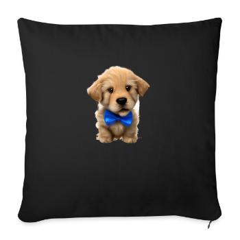 Dogs Golden Retriever with bow tie Dog owners - Sofa pillowcase 17,3'' x 17,3'' (45 x 45 cm) - black - Front
