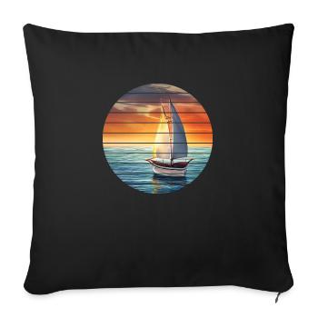 Voile, voile, voilier, voilier - Housse de coussin décorative 45 x 45 cm - noir - Devant