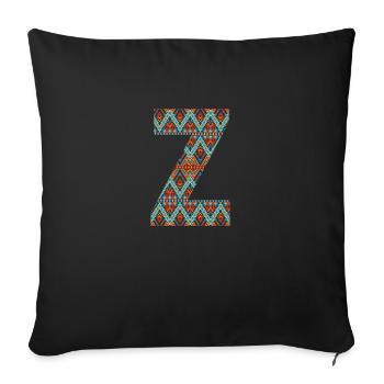 Letter Z- boho design, Colorful monogram - Sofa pillowcase 17,3'' x 17,3'' (45 x 45 cm) - black - Front