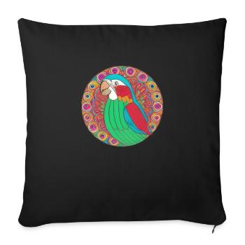 beautiful bright parrot | - Sofa pillowcase 17,3'' x 17,3'' (45 x 45 cm) - black - Front