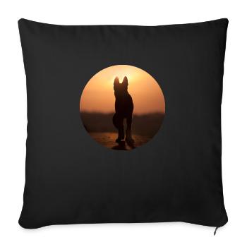 Silhouette de berger allemand / loup - Housse de coussin décorative 45 x 45 cm - noir - Devant
