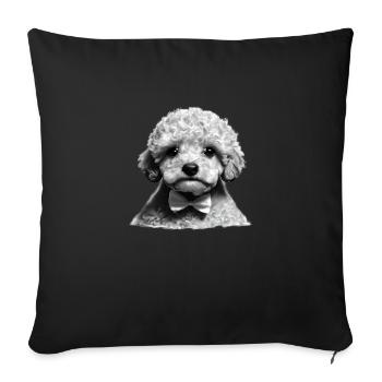 Poodle Puppy with bow tie Dog owner Poodle puppy - Sofa pillowcase 17,3'' x 17,3'' (45 x 45 cm) - black - Front