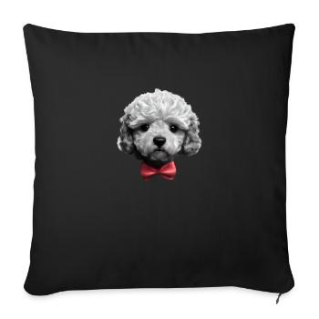 Caniche avec nœud papillon Propriétaire de chien Chiot caniche - Housse de coussin décorative 45 x 45 cm - noir - Devant