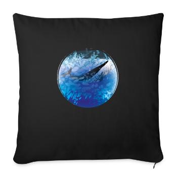 Baleine bleue - Housse de coussin décorative 45 x 45 cm - noir - Devant