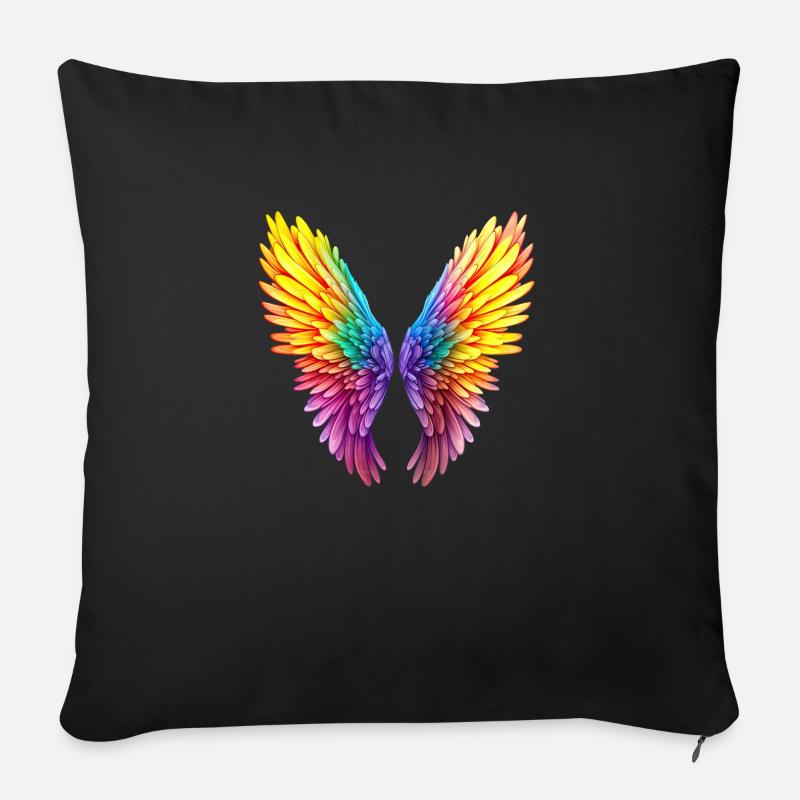 Engelsflügel im Farbenrausch-LGBT Pride - Sofakissenbezug 45 x 45 cm - Schwarz