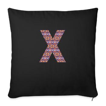Monogram Letter X- geometric pattern - Sofa pillowcase 17,3'' x 17,3'' (45 x 45 cm) - black - Front