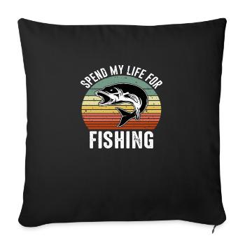 Passer ma vie pour la pêche - Housse de coussin décorative 45 x 45 cm - noir - Devant