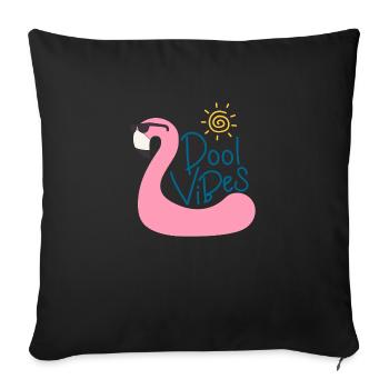 Piscine Vibes Flamingo - Housse de coussin décorative 45 x 45 cm - noir - Devant