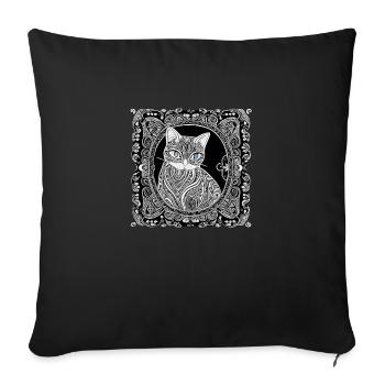 Beautiful Bohemian Cat | - Sofa pillowcase 17,3'' x 17,3'' (45 x 45 cm) - black - Front