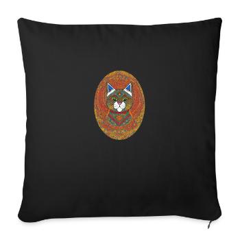 Beautiful Bohemian Cat | - Sofa pillowcase 17,3'' x 17,3'' (45 x 45 cm) - black - Front