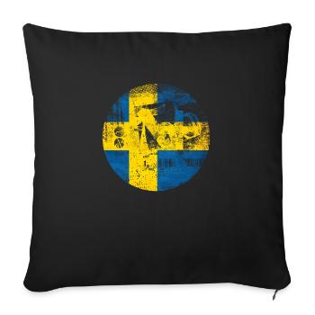 Suède Suède drapeau national norden skandinavia - Housse de coussin décorative 45 x 45 cm - noir - Devant