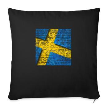 Suède Suède drapeau national norden skandinavia - Housse de coussin décorative 45 x 45 cm - noir - Devant