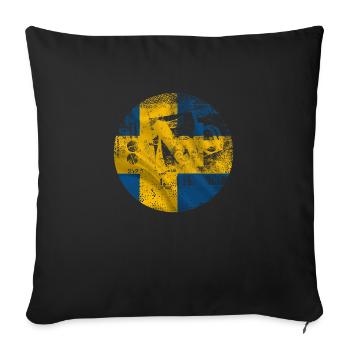 Suède Suède drapeau national norden skandinavia - Housse de coussin décorative 45 x 45 cm - noir - Devant