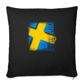 Suède Suède drapeau national norden skandinavia - Housse de coussin décorative 45 x 45 cm - noir - Devant
