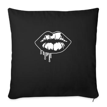 Lèvres, bouche, baisers lèvres - Housse de coussin décorative 45 x 45 cm - noir - Devant