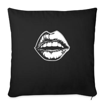 Lèvres, bouche, baisers lèvres - Housse de coussin décorative 45 x 45 cm - noir - Devant