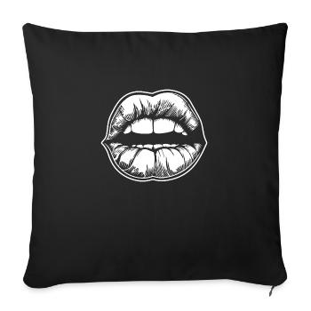 Lèvres, bouche, baisers lèvres - Housse de coussin décorative 45 x 45 cm - noir - Devant