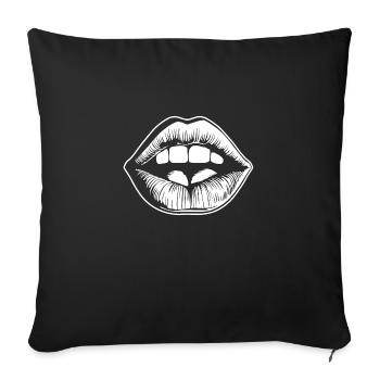 Lèvres, bouche, baisers lèvres - Housse de coussin décorative 45 x 45 cm - noir - Devant
