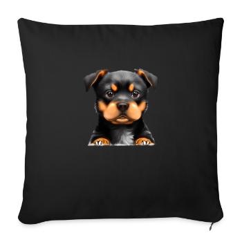 Chiens Rottweiler Chien Rottweiler Puppy Chiot - Housse de coussin décorative 45 x 45 cm - noir - Devant