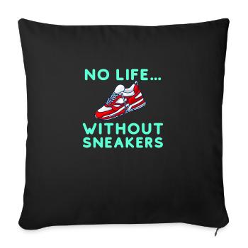 Sneaker logo mit Spruch - Sofakissenbezug 45 x 45 cm - Schwarz - Vorne