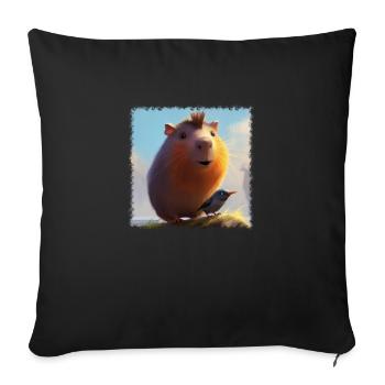 capybara mignon - Housse de coussin décorative 45 x 45 cm - noir - Devant