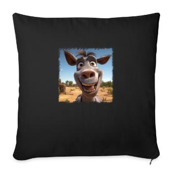 âne fou - Housse de coussin décorative 45 x 45 cm - noir - Devant