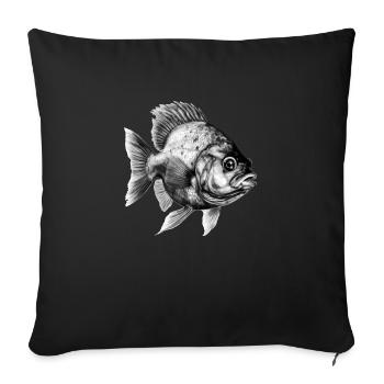 Le piranha au crayon - Housse de coussin décorative 45 x 45 cm - noir - Devant
