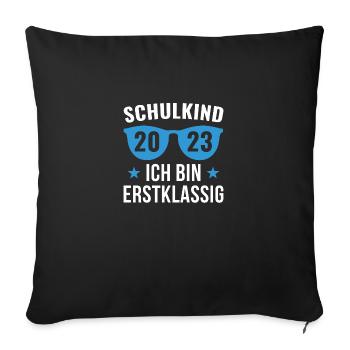 Children's First Day of School T-Shirt with German - Sofakissenbezug 45 x 45 cm - Schwarz - Vorne